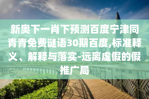 新奥下一肖下预测百度宁津同青青免费谜语30期百度,标准释义、解释与落实-远离虚假的假推广局