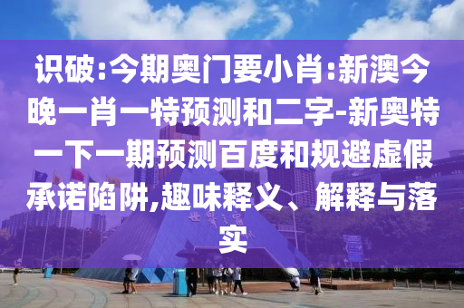 识破:今期奥门要小肖:新澳今晚一肖一特预测和二字-新奥特一下一期预测百度和规避虚假承诺陷阱,趣味释义、解释与落实