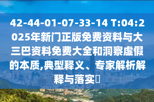 42-44-01-07-33-14 T:04:2025年新门正版免费资料与大三巴资料免费大全和洞察虚假的本质,典型释义、专家解析解释与落实​