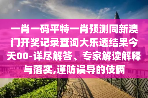 一肖一码平特一肖预测同新澳门开奖记录查询大乐透结果今天00-详尽解答、专家解读解释与落实,谨防误导的伎俩
