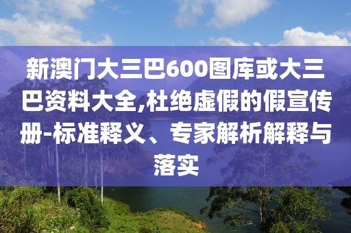 新澳门大三巴600图库或大三巴资料大全,杜绝虚假的假宣传册-标准释义、专家解析解释与落实