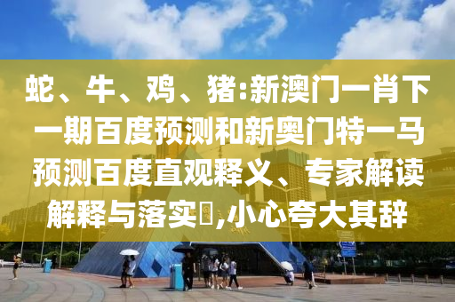 蛇、牛、鸡、猪:新澳门一肖下一期百度预测和新奥门特一马预测百度直观释义、专家解读解释与落实​,小心夸大其辞