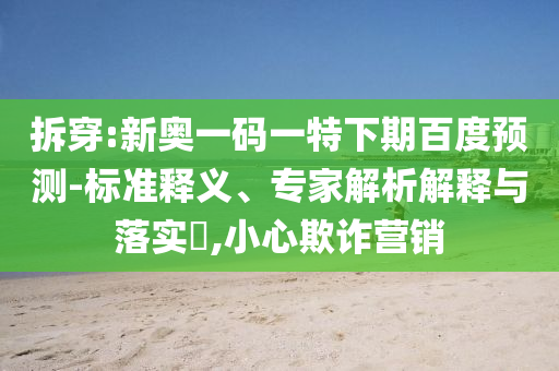 拆穿:新奥一码一特下期百度预测-标准释义、专家解析解释与落实​,小心欺诈营销