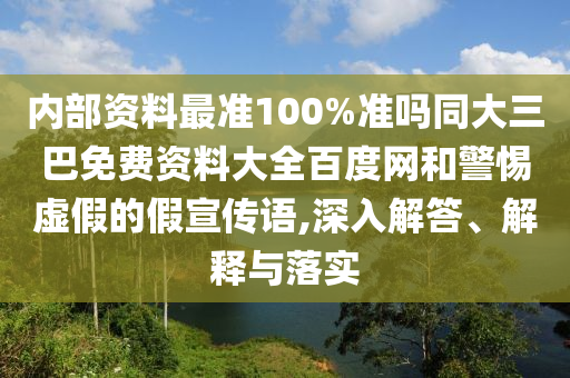 内部资料最准100%准吗同大三巴免费资料大全百度网和警惕虚假的假宣传语,深入解答、解释与落实
