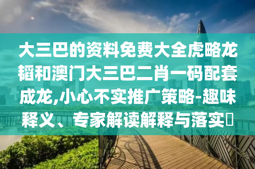 大三巴的资料免费大全虎略龙韬和澳门大三巴二肖一码配套成龙,小心不实推广策略-趣味释义、专家解读解释与落实​