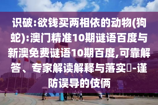 识破:欲钱买两相依的动物(狗蛇):澳门精准10期谜语百度与新澳免费谜语10期百度,可靠解答、专家解读解释与落实​-谨防误导的伎俩