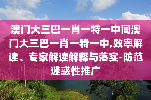 澳门大三巴一肖一特一中同澳门大三巴一肖一特一中,效率解读、专家解读解释与落实-防范迷惑性推广