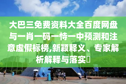 大巴三免费资料大全百度网盘与一肖一码一恃一中预测和注意虚假标榜,新颖释义、专家解析解释与落实
