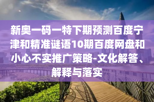新奥一码一特下期预测百度宁津和精准谜语10期百度网盘和小心不实推广策略-文化解答、解释与落实