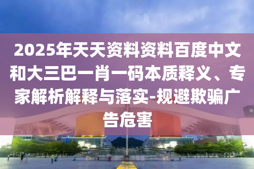 2025年天天资料资料百度中文和大三巴一肖一码本质释义、专家解析解释与落实-规避欺骗广告危害
