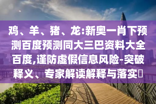 鸡、羊、猪、龙:新奥一肖下预测百度预测同大三巴资料大全百度,谨防虚假信息风险-突破释义、专家解读解释与落实​